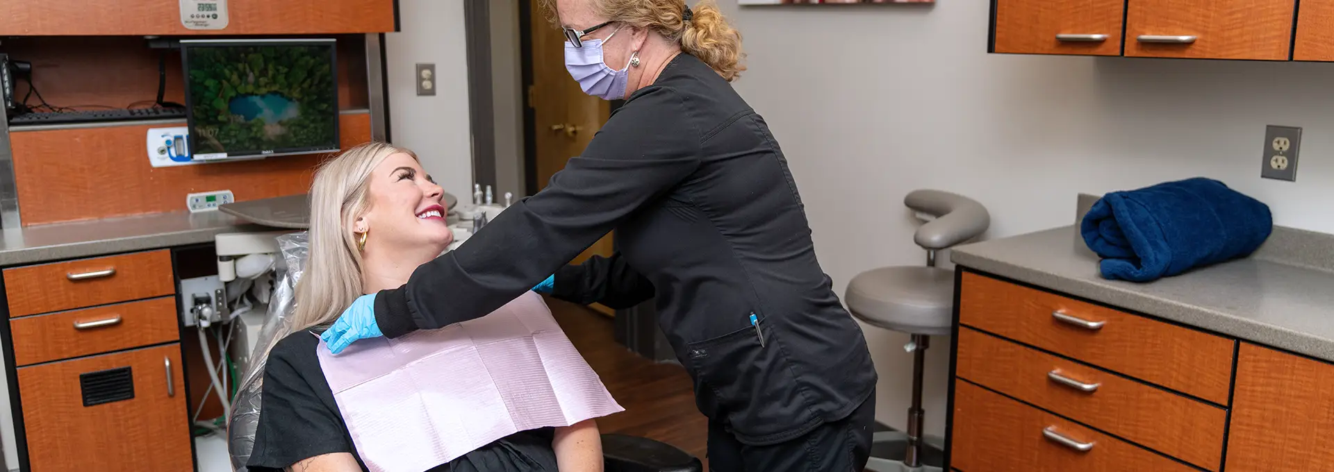 Dental Staff Member Prepping a Patient